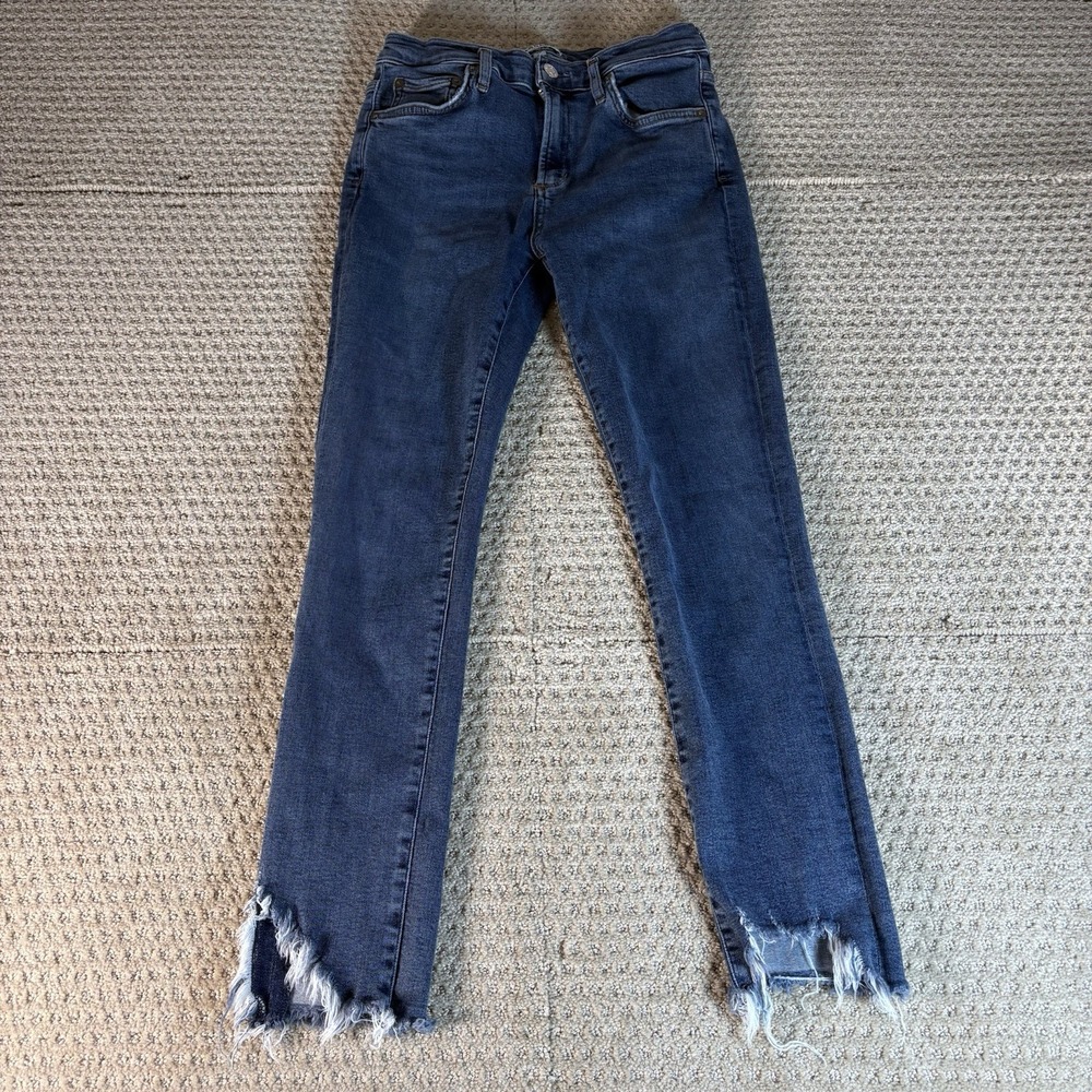 AGOLDE Sophie‎ High Rise Skinny Ankle Length Raw Hem Jeans in Discretion Size 28